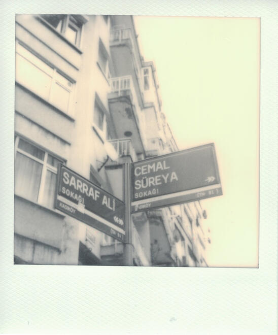 Moda İskelesi, the historic pier in Istanbul’s Moda district, facing the Sea of Marmara. Photographed with a Polaroid SX-70 Alpha on SX-70 black &amp; white film. 22 April 2024.